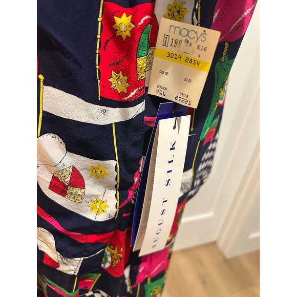 Vintage NWT August Silk Diane Gilman 90s Silk 2 Piece Flag Print Top and Pants L - Picture 7 of 11